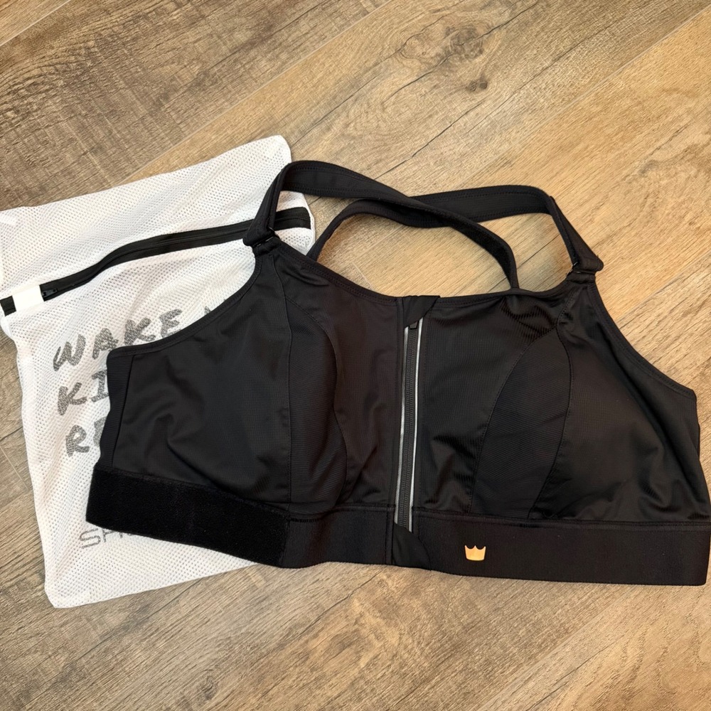 NEW SHEFIT Ultimate Sports Bra Black High Impact Adjustable Front Zip 5 Luxe Bag